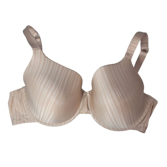 Parfait Full Coverage TShirt Bra Tan 44DD Underwire Light Pad Adj Striped Aline - Picture 1 of 10